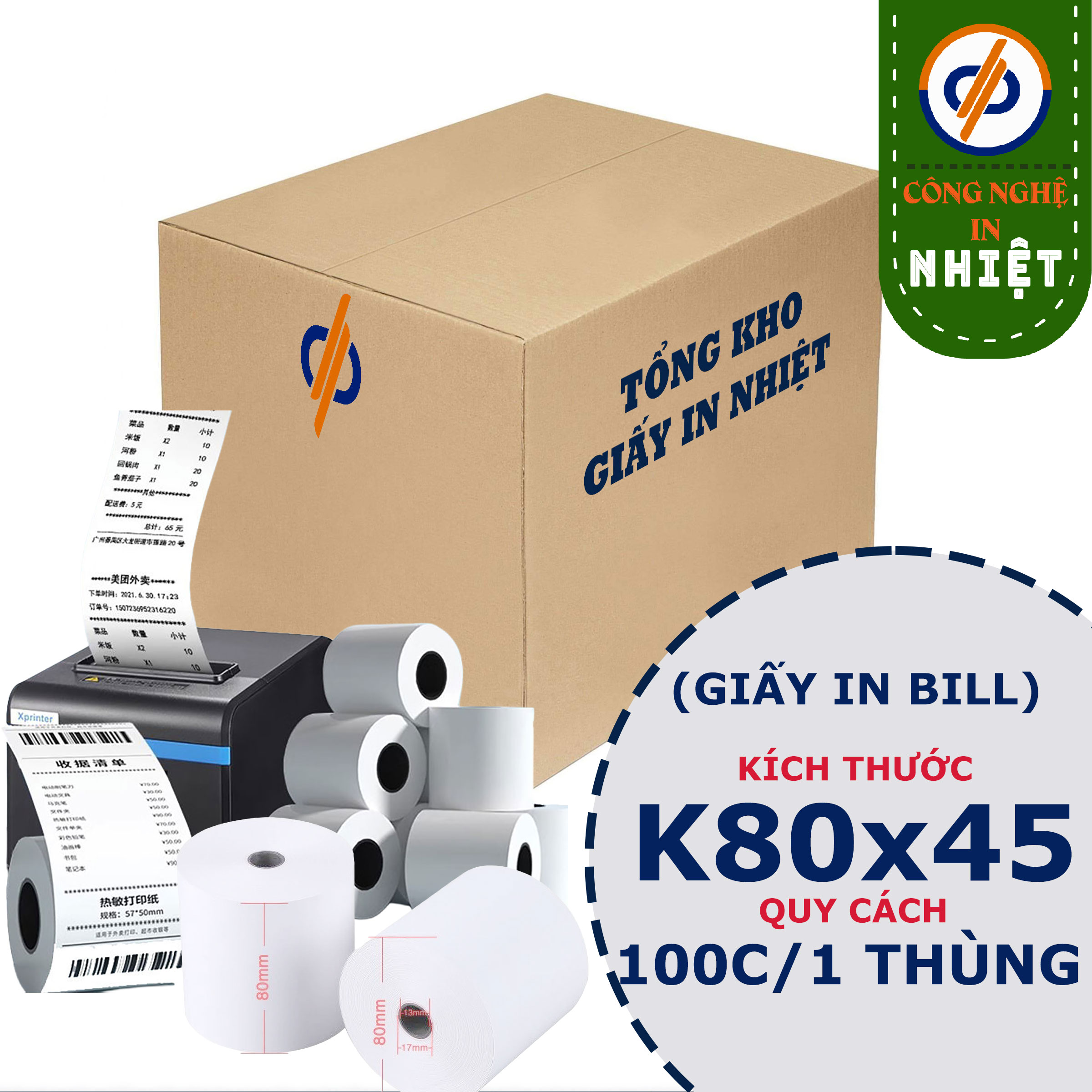 Giấy in hóa đơn K80 - giấy in bill, in hóa đơn siêu thị