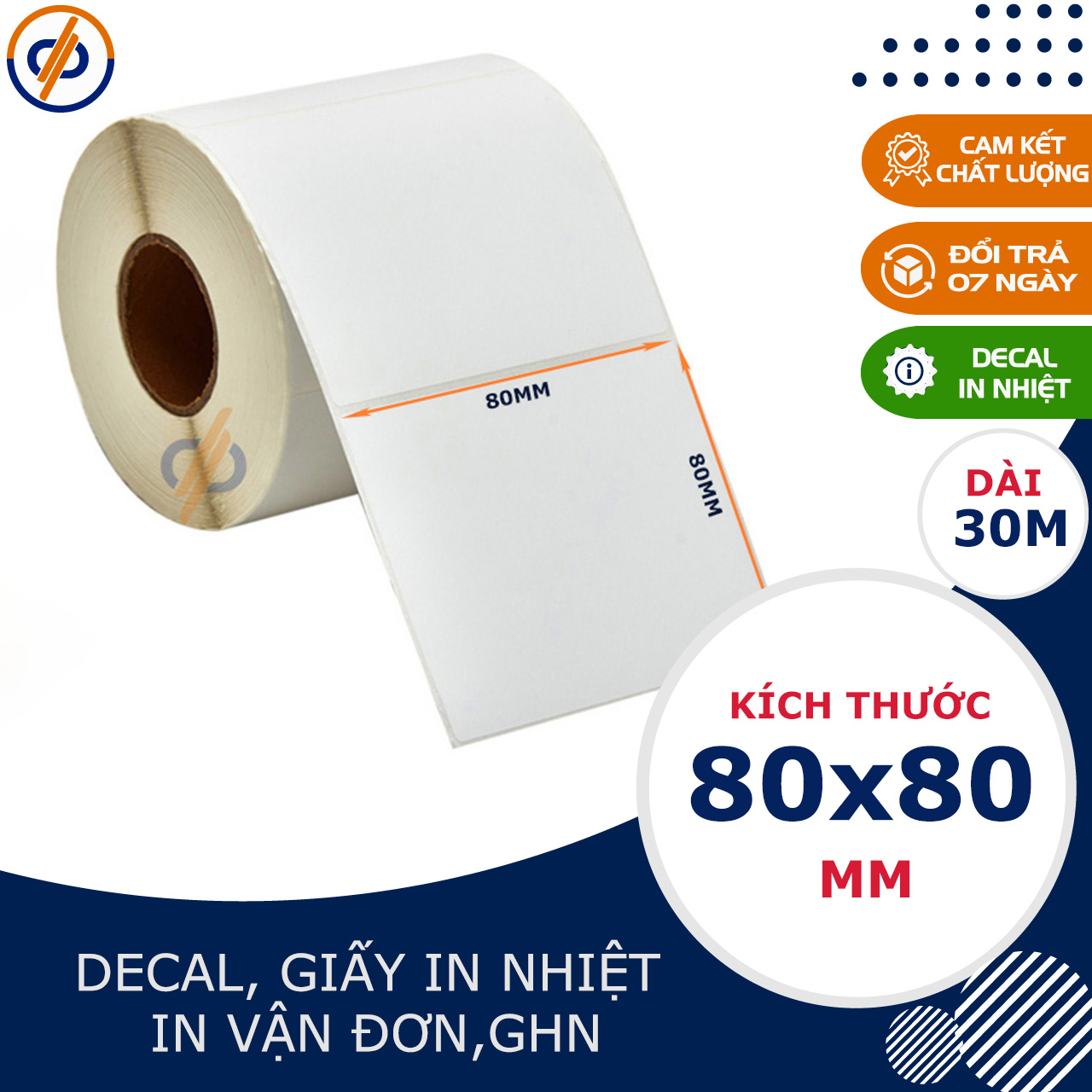 Giấy In Nhiệt 80x80mm ( Decal nhiệt, Cuộn dài 30m) - Tem nhã vận đơn - Ảnh 3
