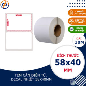 Giấy in nhiệt 58x40mm( decal nhiệt) - Tem nhãn phụ, tem trà sữa