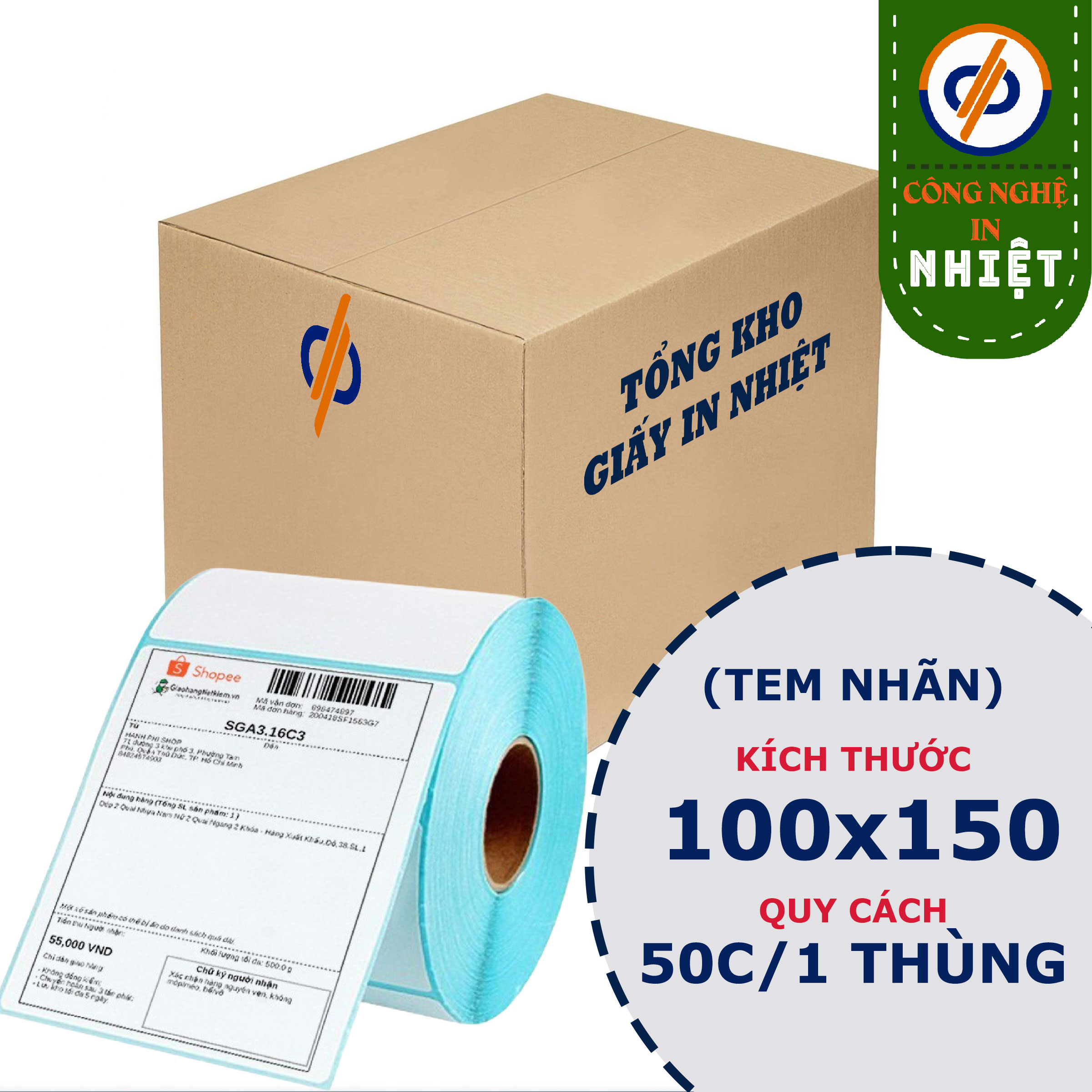 Giấy In Nhiệt 100x150mm(A6) - Giấy in đơn hàng, Mã vận đơn TMĐ
