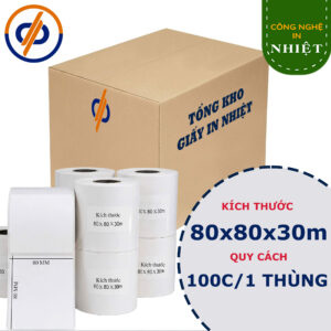 Giấy In Nhiệt 80x80mm ( Decal nhiệt, Cuộn dài 30m) - Tem nhã vận đơn