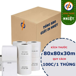 Giấy In Nhiệt 80x80mm ( Decal nhiệt, Cuộn dài 30m) - Tem nhã vận đơn