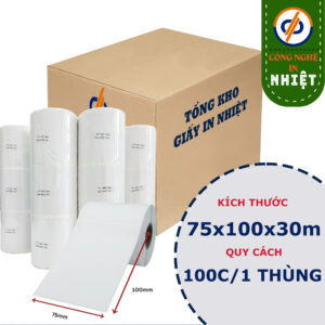 Giấy In Nhiệt 75x100mm (A7)( Decal nhiệt, Cuộn dài 30m) - Tem nhã vận đơn