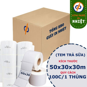 Giấy in nhiệt 50x30 (decal nhiệt) - tem trà sữa