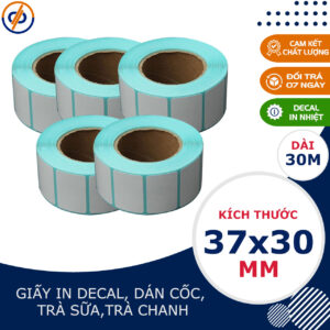 Giấy in nhiệt 37x30 (1 Tem/hàng decal nhiệt ) - Tem trà sữa