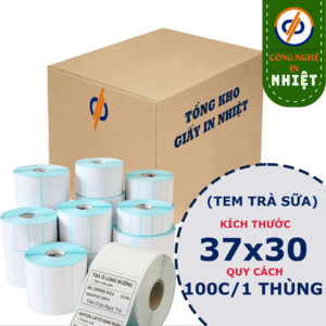 Giấy in nhiệt 37x30 (1 Tem/hàng decal nhiệt ) - Tem trà sữa