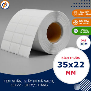 Giấy in tem nhãn 35x22 - 3 tem (Decal nhiệt)