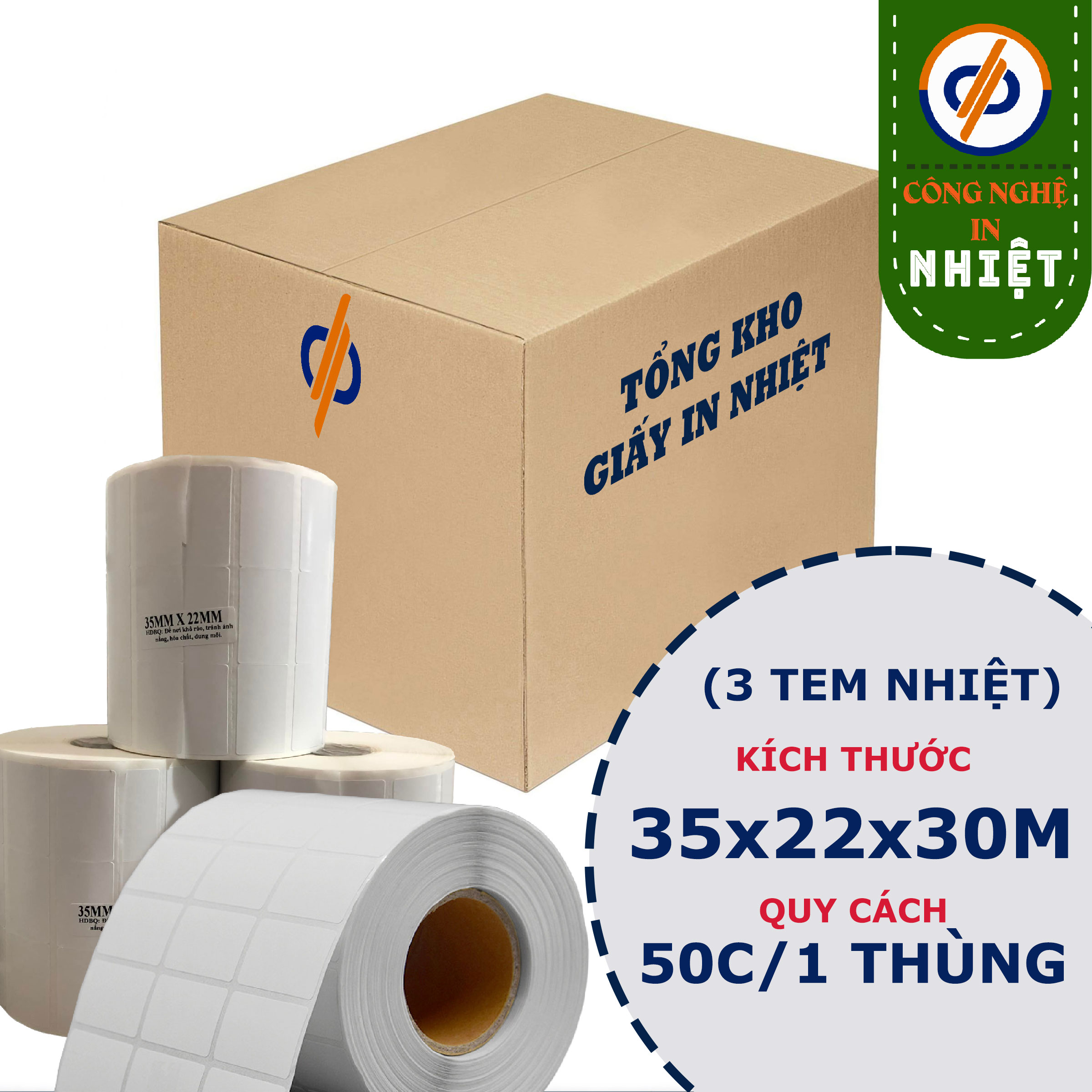 Giấy in tem nhãn 35x22 - 3 tem (Decal nhiệt)