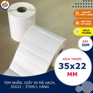 Giấy in tem nhãn 35x22 - 3 tem (Decal thường)