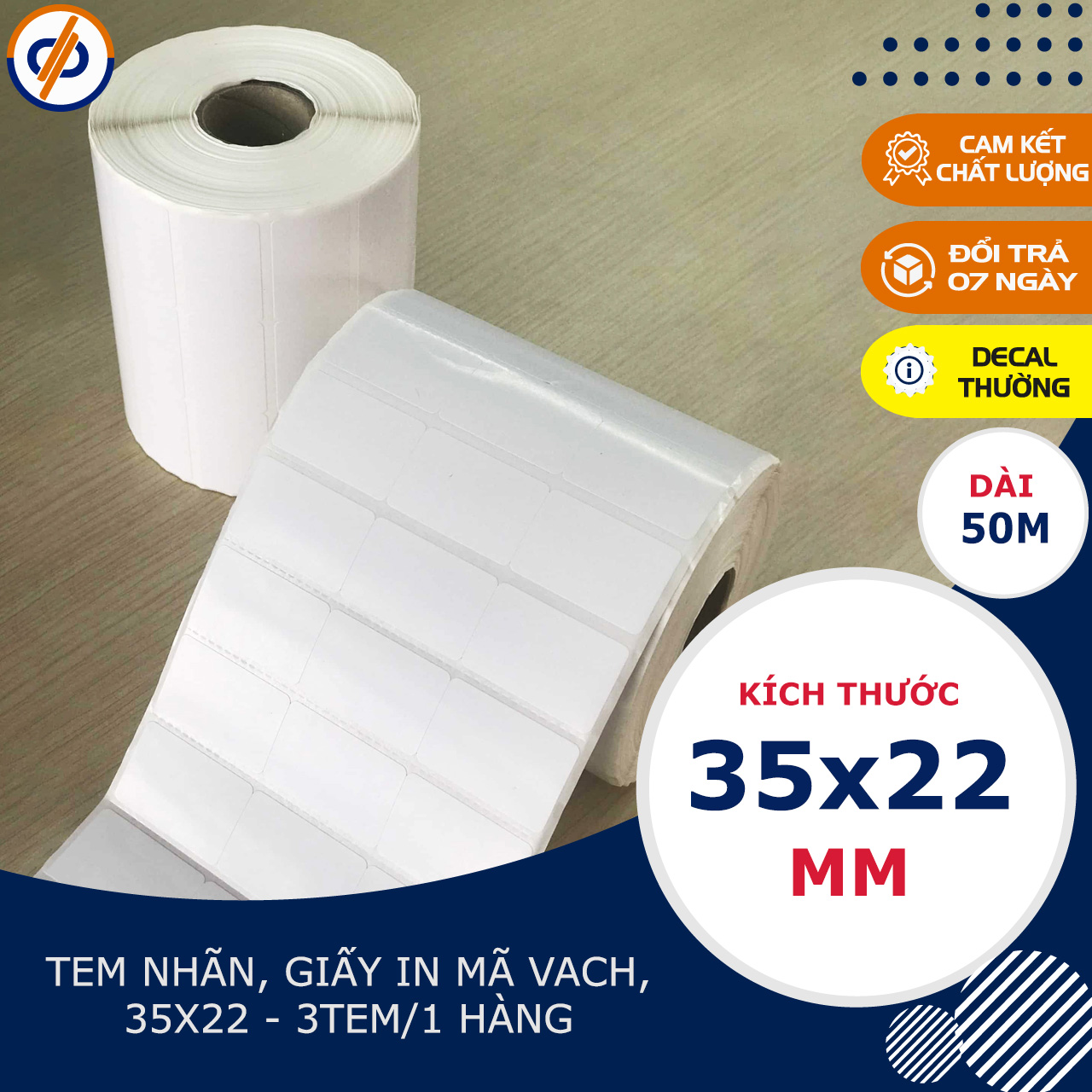 Giấy in tem nhãn 35x22 - 3 tem (Decal thường)